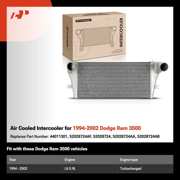 Air Cooled Intercooler for 1994-2002 Dodge Ram 3500