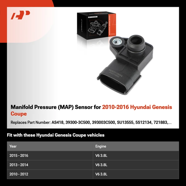 Manifold Pressure (MAP) Sensor for 2010-2016 Hyundai Genesis Coupe
