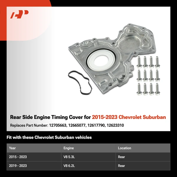 Rear Side Engine Timing Cover for 2015-2023 Chevrolet Suburban