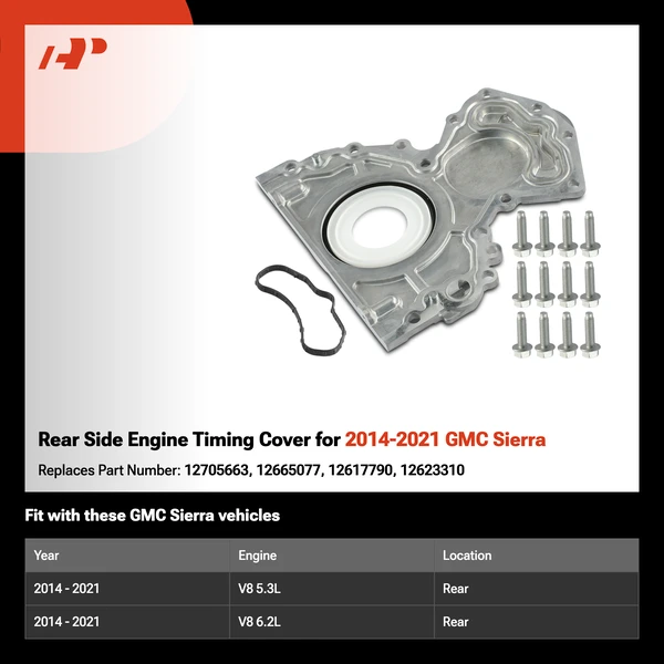 Rear Side Engine Timing Cover for 2014-2021 GMC Sierra