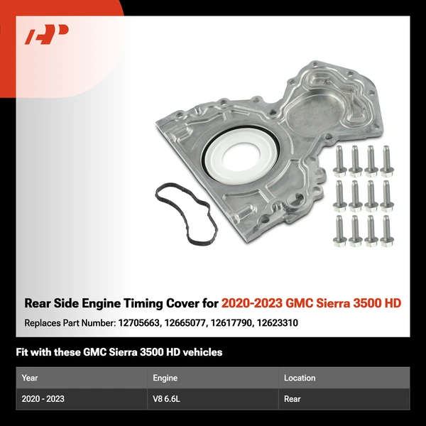 Rear Side Engine Timing Cover for 2020-2023 GMC Sierra 3500 HD