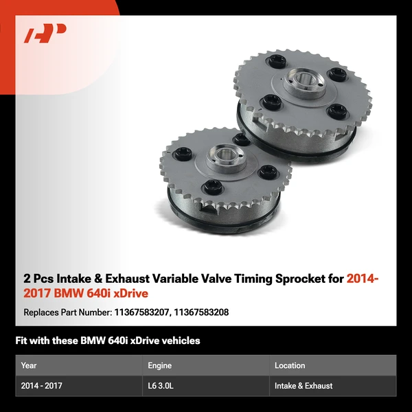 2 Pcs Intake & Exhaust Variable Valve Timing Sprocket for 2014-2017 BMW 640i xDrive