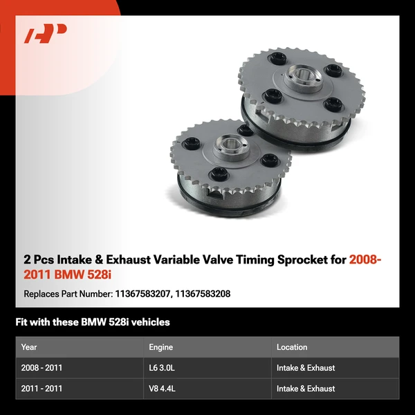 2 Pcs Intake & Exhaust Variable Valve Timing Sprocket for 2008-2011 BMW 528i
