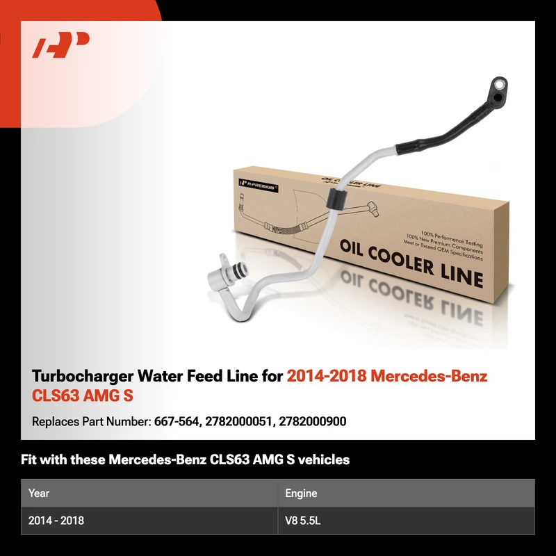 Turbocharger Water Feed Line for 2014-2018 Mercedes-Benz CLS63 AMG S