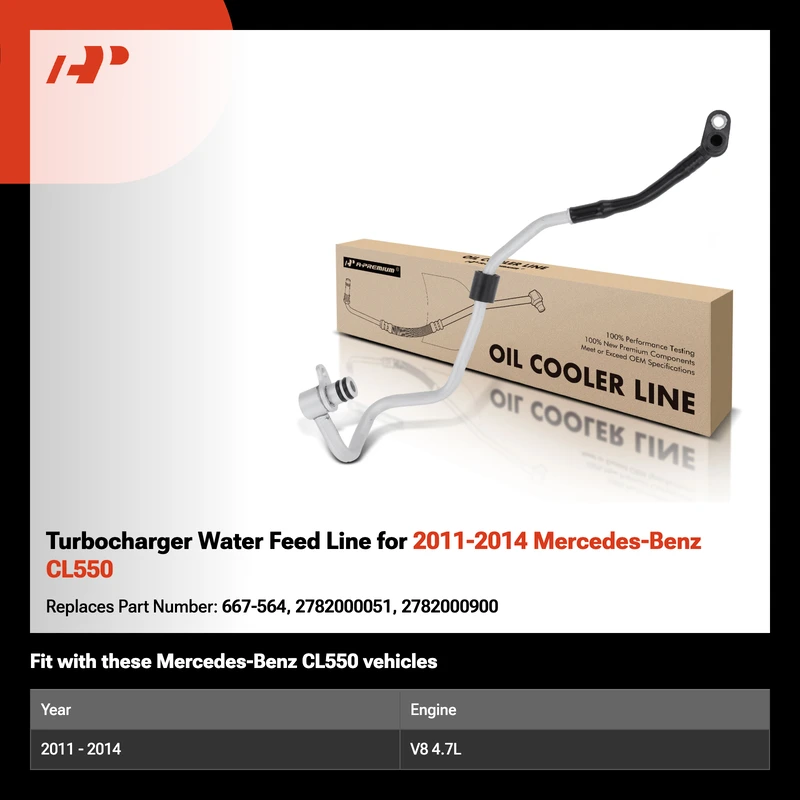 Turbocharger Water Feed Line for 2011-2014 Mercedes-Benz CL550