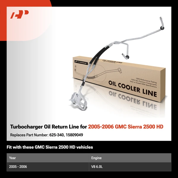 Turbocharger Oil Return Line for 2005-2006 GMC Sierra 2500 HD