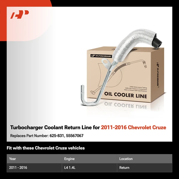 Turbocharger Coolant Return Line for 2011-2016 Chevrolet Cruze