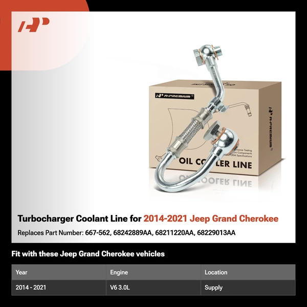 Turbocharger Coolant Line for 2014-2021 Jeep Grand Cherokee
