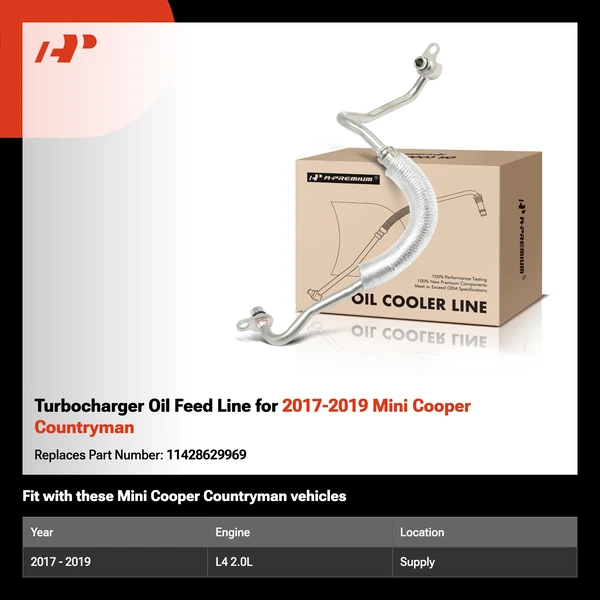 Turbocharger Oil Feed Line for 2017-2019 Mini Cooper Countryman