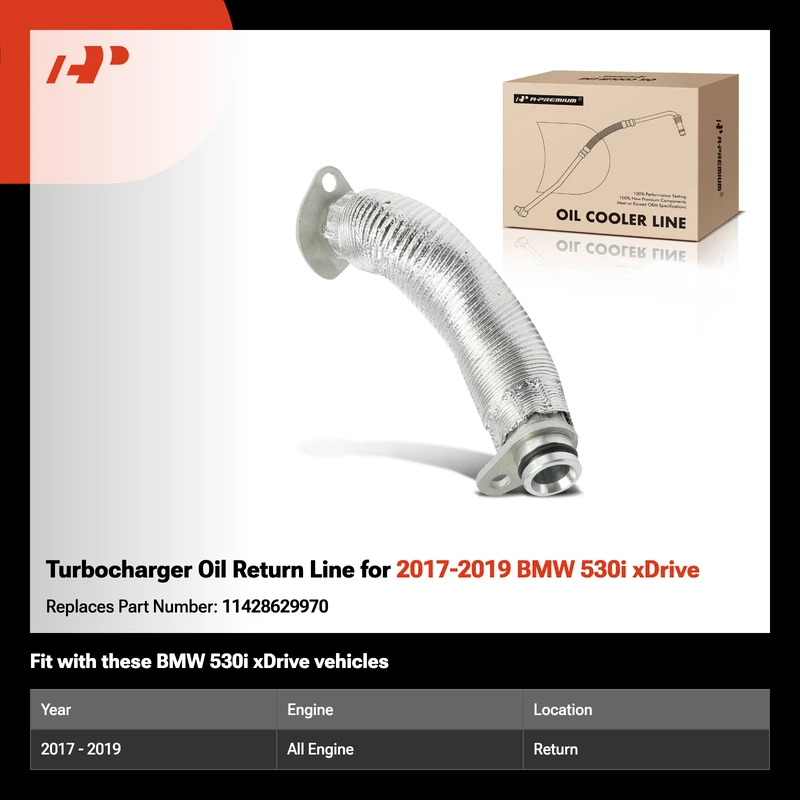 Turbocharger Oil Return Line for 2017-2019 BMW 530i xDrive