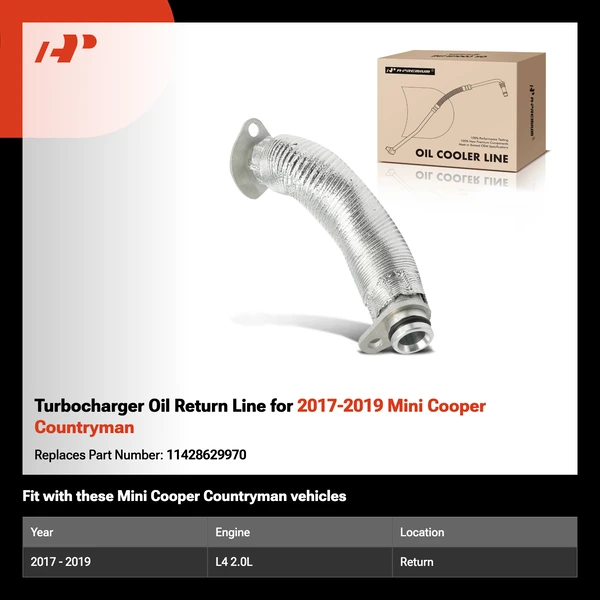 Turbocharger Oil Return Line for 2017-2019 Mini Cooper Countryman