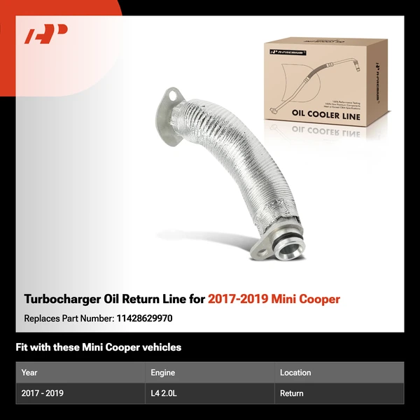 Turbocharger Oil Return Line for 2017-2019 Mini Cooper