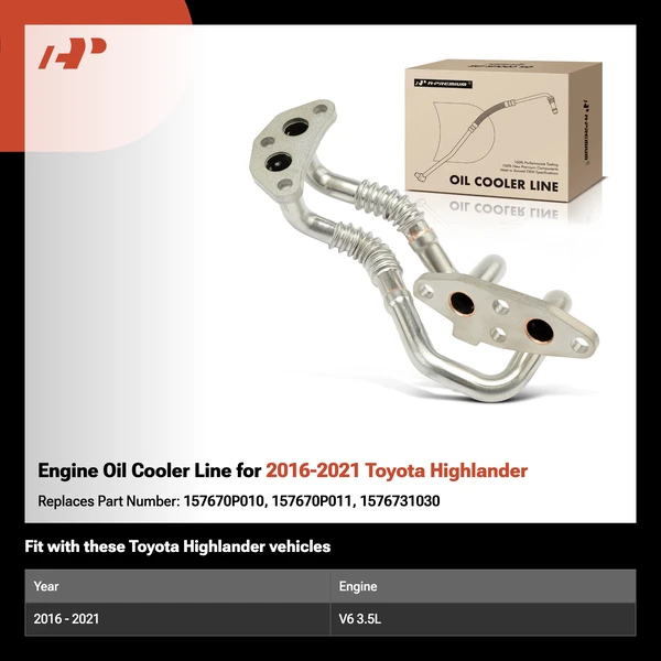 Engine Oil Cooler Line for 2016-2021 Toyota Highlander