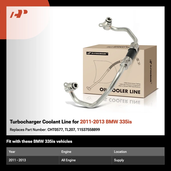 Turbocharger Coolant Line for 2011-2013 BMW 335is