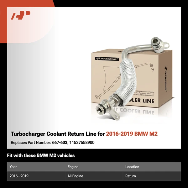 Turbocharger Coolant Return Line for 2016-2019 BMW M2