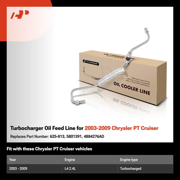 Turbocharger Oil Feed Line for 2003-2009 Chrysler PT Cruiser