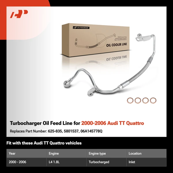 Turbocharger Oil Feed Line for 2000-2006 Audi TT Quattro