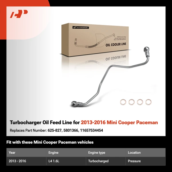 Turbocharger Oil Feed Line for 2013-2016 Mini Cooper Paceman