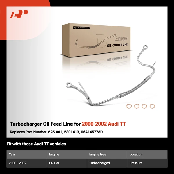 Turbocharger Oil Feed Line for 2000-2002 Audi TT