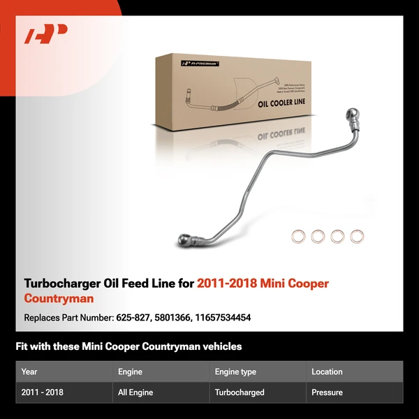 Turbocharger Oil Feed Line for 2011-2018 Mini Cooper Countryman