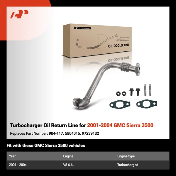 Turbocharger Oil Return Line for 2001-2004 GMC Sierra 3500