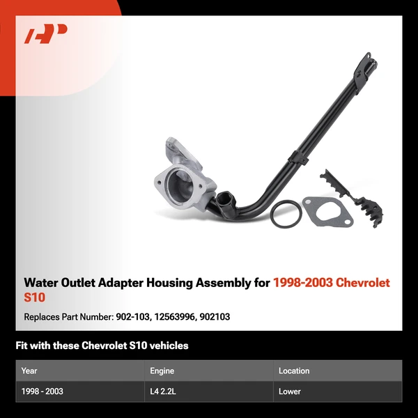 Water Outlet Adapter Housing Assembly for 1998-2003 Chevrolet S10