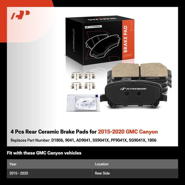 4 Pcs Rear Ceramic Brake Pads for 2015-2020 GMC Canyon
