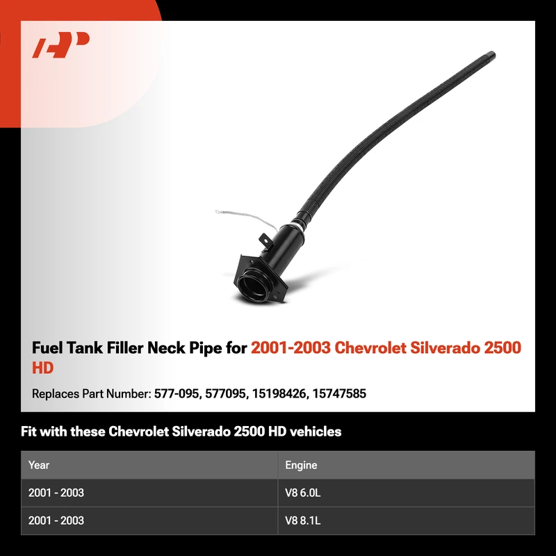 Fuel Tank Filler Neck Pipe for 2001-2003 Chevrolet Silverado 2500 HD