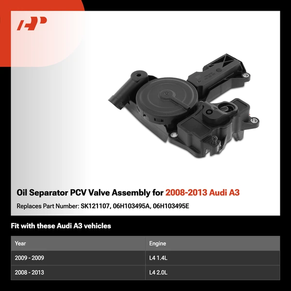 Oil Separator PCV Valve Assembly for 2008-2013 Audi A3