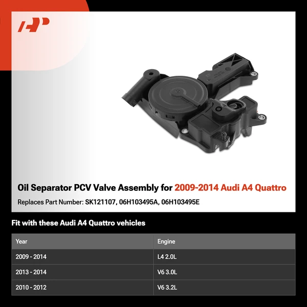 Oil Separator PCV Valve Assembly for 2009-2014 Audi A4 Quattro
