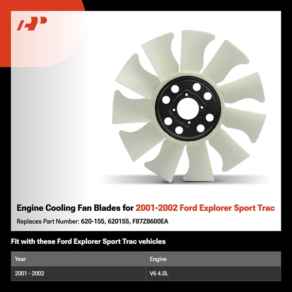 Engine Cooling Fan Blades for 2001-2002 Ford Explorer Sport Trac