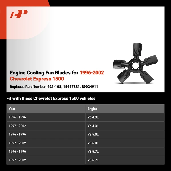 Engine Cooling Fan Blades for 1996-2002 Chevrolet Express 1500