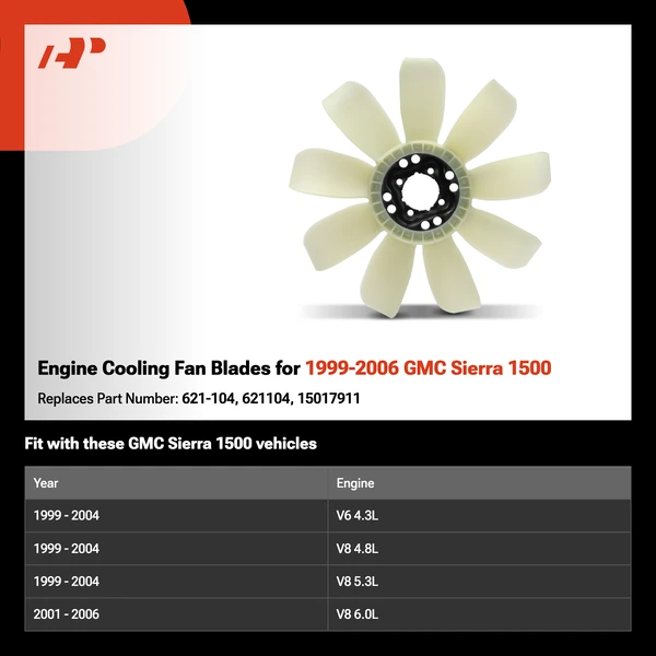 Engine Cooling Fan Blades for 1999-2006 GMC Sierra 1500