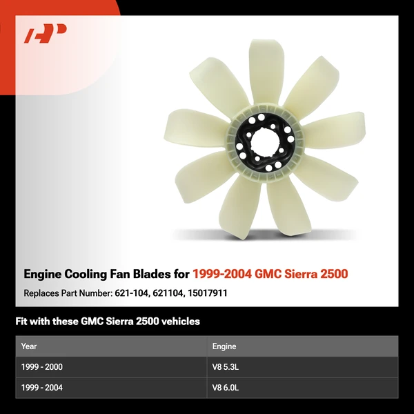 Engine Cooling Fan Blades for 1999-2004 GMC Sierra 2500