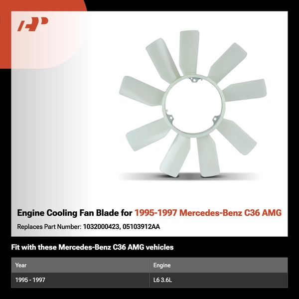 Engine Cooling Fan Blade for 1995-1997 Mercedes-Benz C36 AMG