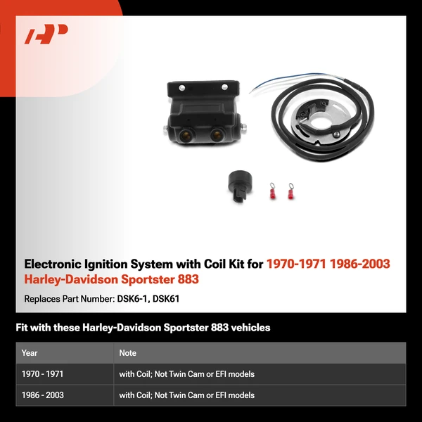 Electronic Ignition System with Coil Kit for 1970-1971 1986-2003 Harley-Davidson Sportster 883