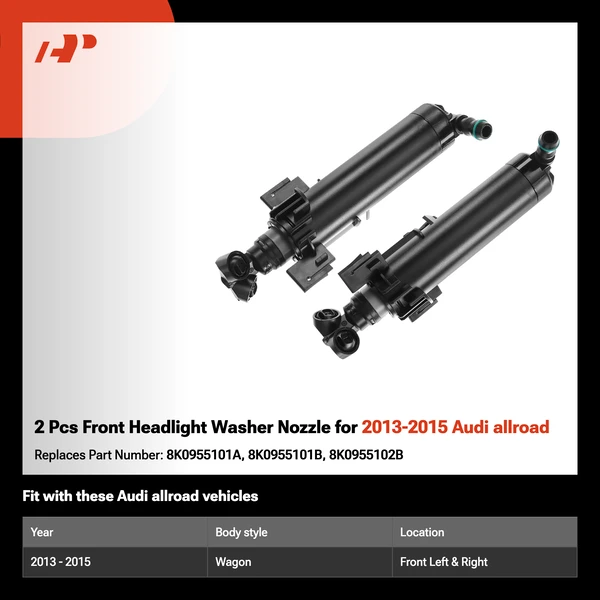 2 Pcs Front Headlight Washer Nozzle for 2013-2015 Audi allroad