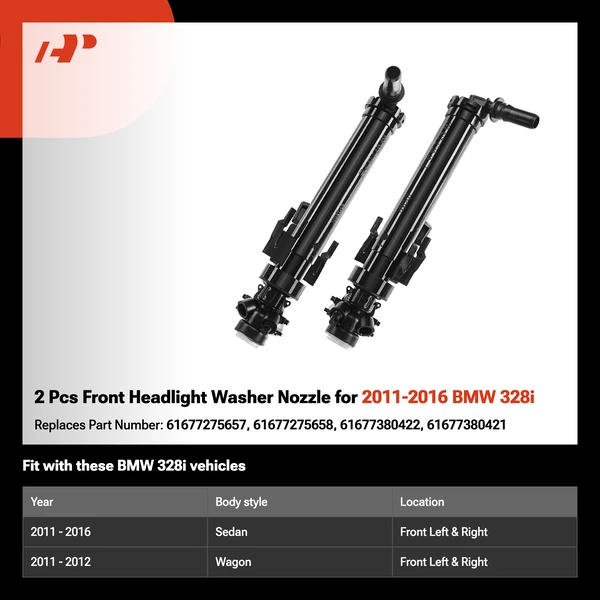 2 Pcs Front Headlight Washer Nozzle for 2011-2016 BMW 328i