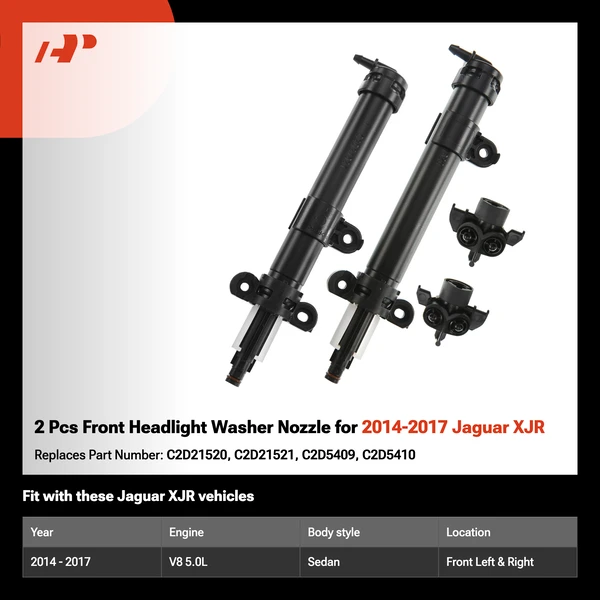 2 Pcs Front Headlight Washer Nozzle for 2014-2017 Jaguar XJR