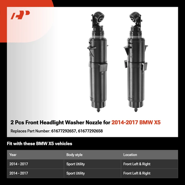 2 Pcs Front Headlight Washer Nozzle for 2014-2017 BMW X5