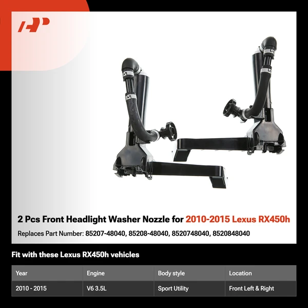 2 Pcs Front Headlight Washer Nozzle for 2010-2015 Lexus RX450h
