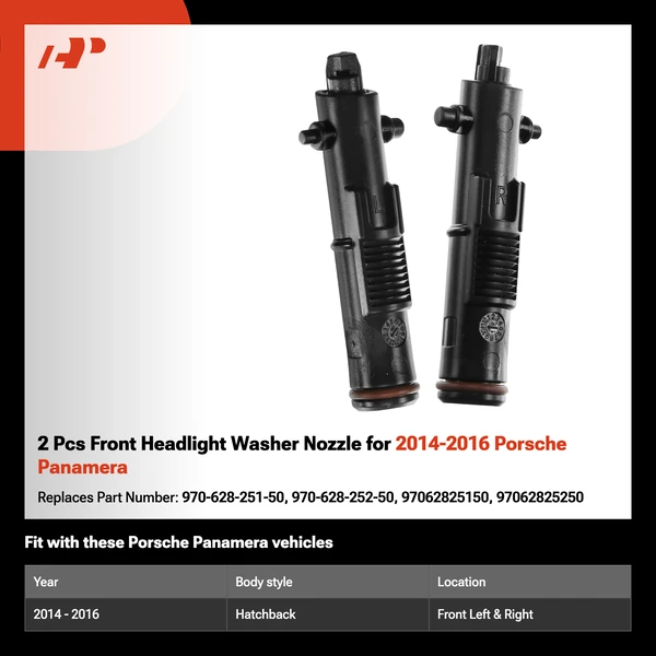 2 Pcs Front Headlight Washer Nozzle for 2014-2016 Porsche Panamera