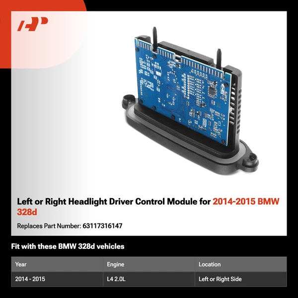 Left or Right Headlight Driver Control Module for 2014-2015 BMW 328d