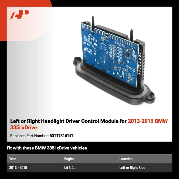 Left or Right Headlight Driver Control Module for 2013-2015 BMW 335i xDrive
