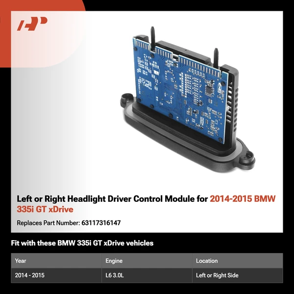 Left or Right Headlight Driver Control Module for 2014-2015 BMW 335i GT xDrive