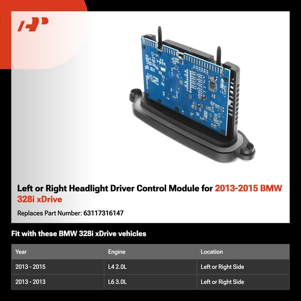 Left or Right Headlight Driver Control Module for 2013-2015 BMW 328i xDrive