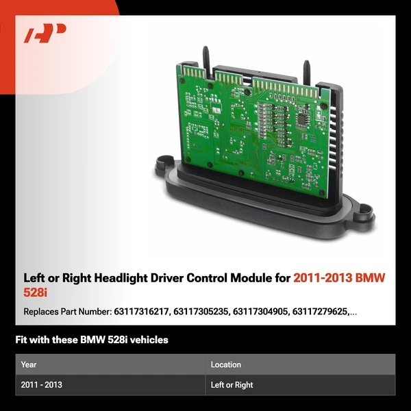 Left or Right Headlight Driver Control Module for 2011-2013 BMW 528i