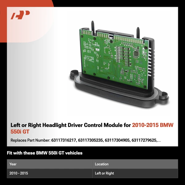 Left or Right Headlight Driver Control Module for 2010-2015 BMW 550i GT