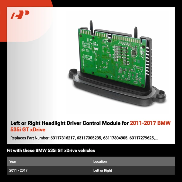 Left or Right Headlight Driver Control Module for 2011-2017 BMW 535i GT xDrive