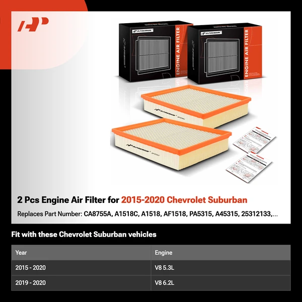 2 Pcs Engine Air Filter for 2015-2020 Chevrolet Suburban